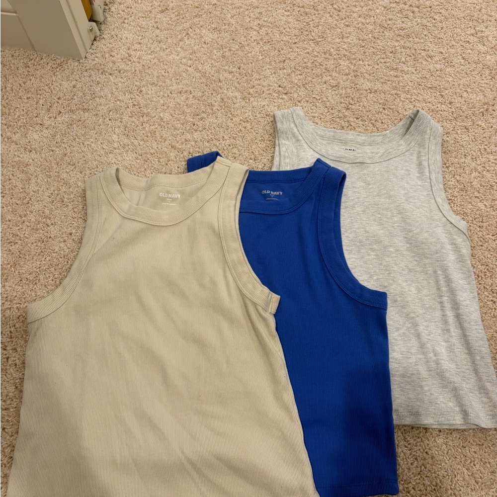 Old Navy Women’s Tank Tops - Royal Blue, Light Gray, Beige